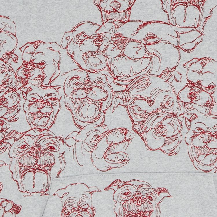 Supreme Pitbulls Embroidered Hooded Sweatshirt Heather Grey