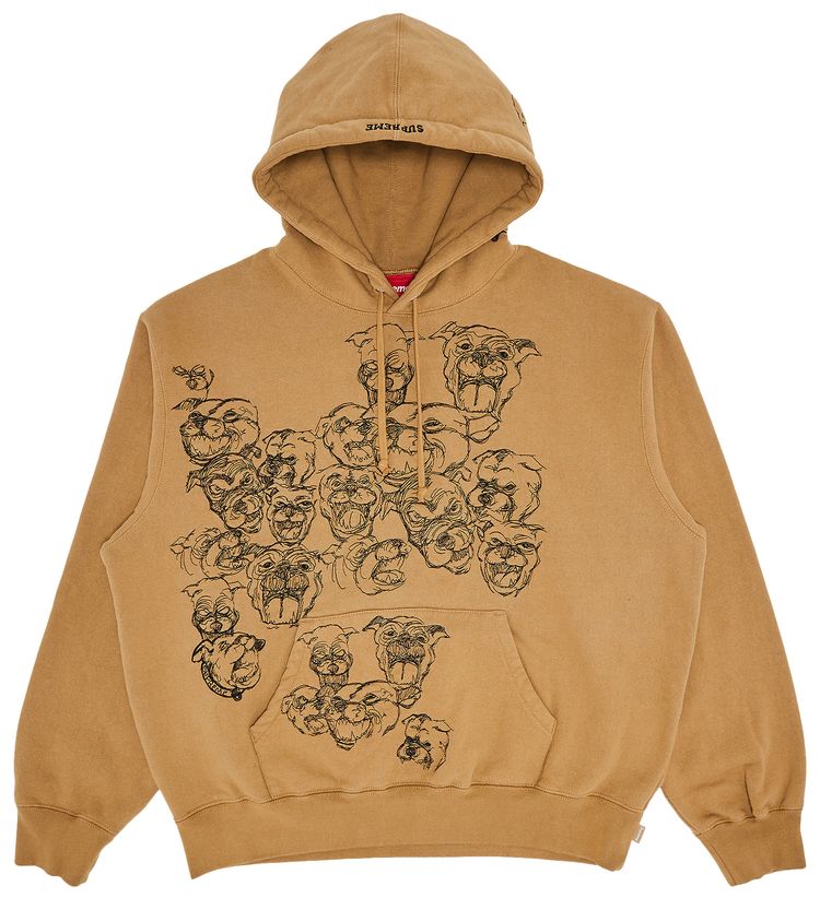 Supreme Pitbulls Embroidered Hooded Sweatshirt Light Tan