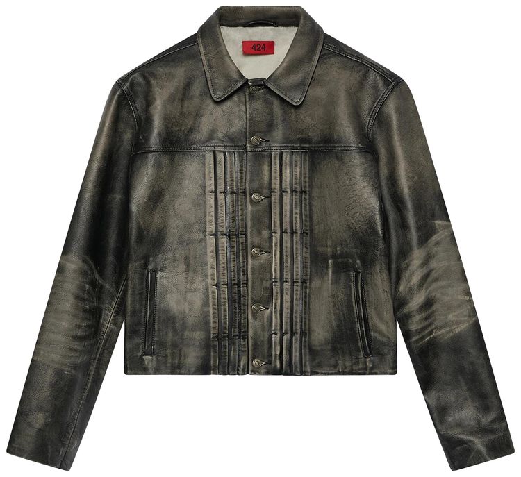 424 Leather Trucker Jacket Black