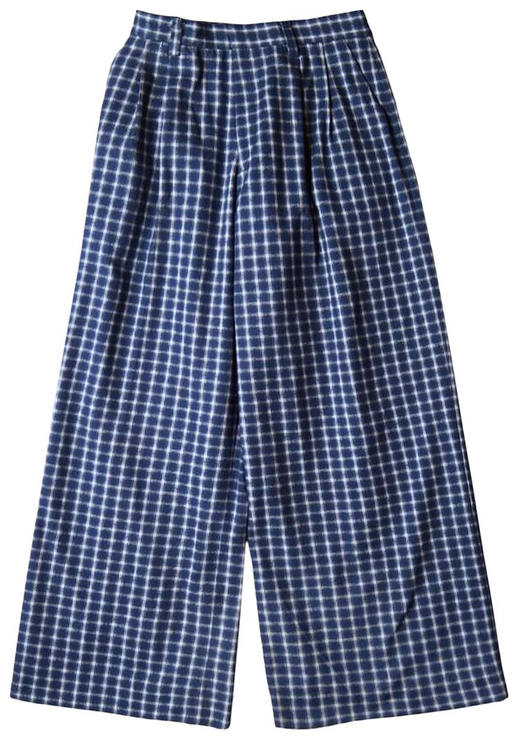 ERL Check Pleated Tailored Pants Navy