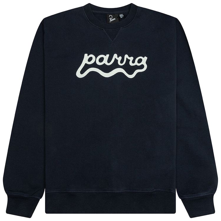 Parra Water Wave Logo Crewneck Sweatshirt Navy Blue