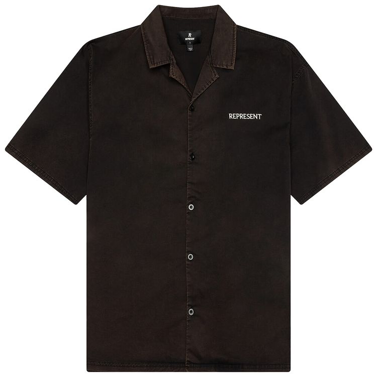 Represent Clo Script Camp Collar Shirt Jet Black