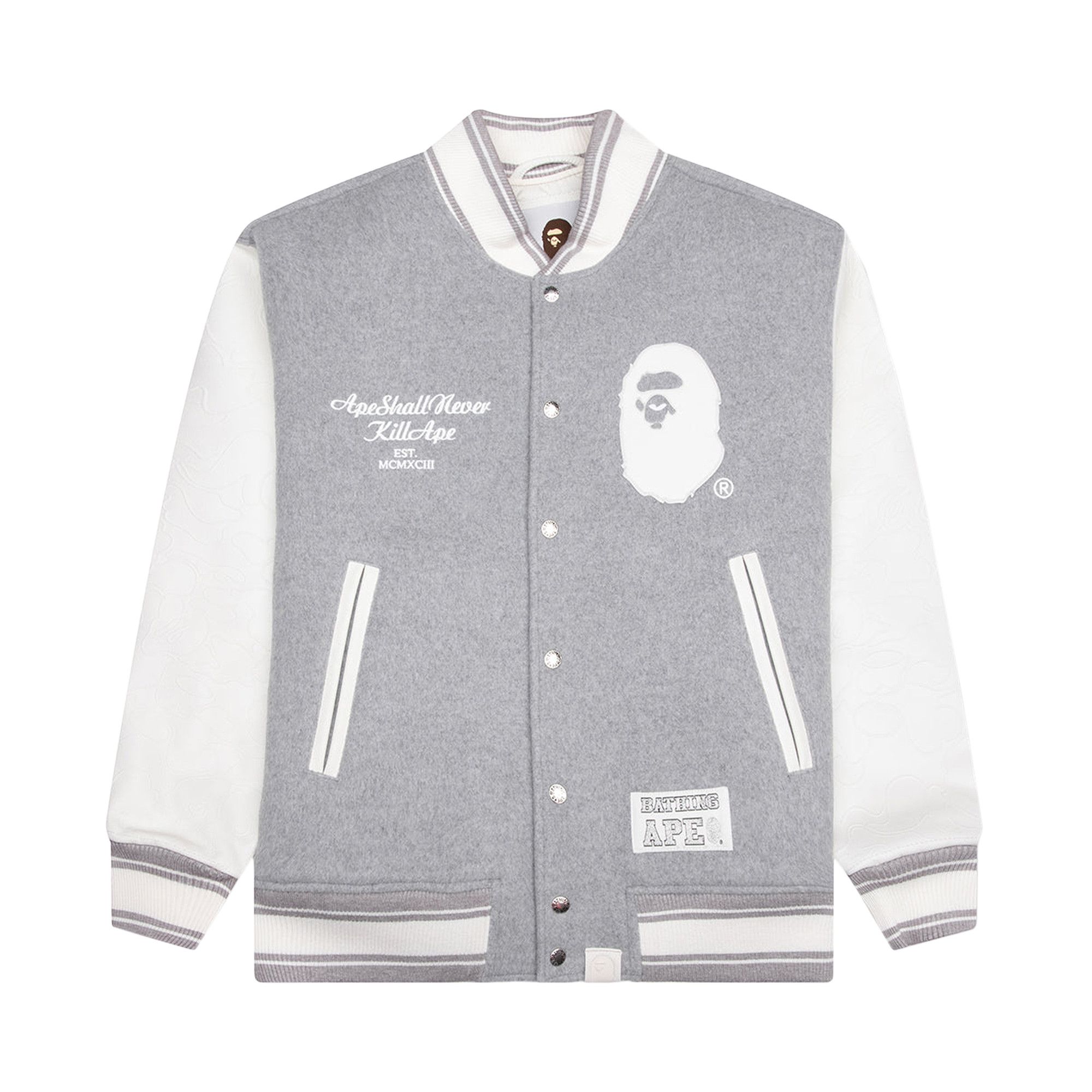 BAPE スタジャン Mサイズ グレー/ホワイト　訳あり 1610181_01.jpg.jpeg?width=750