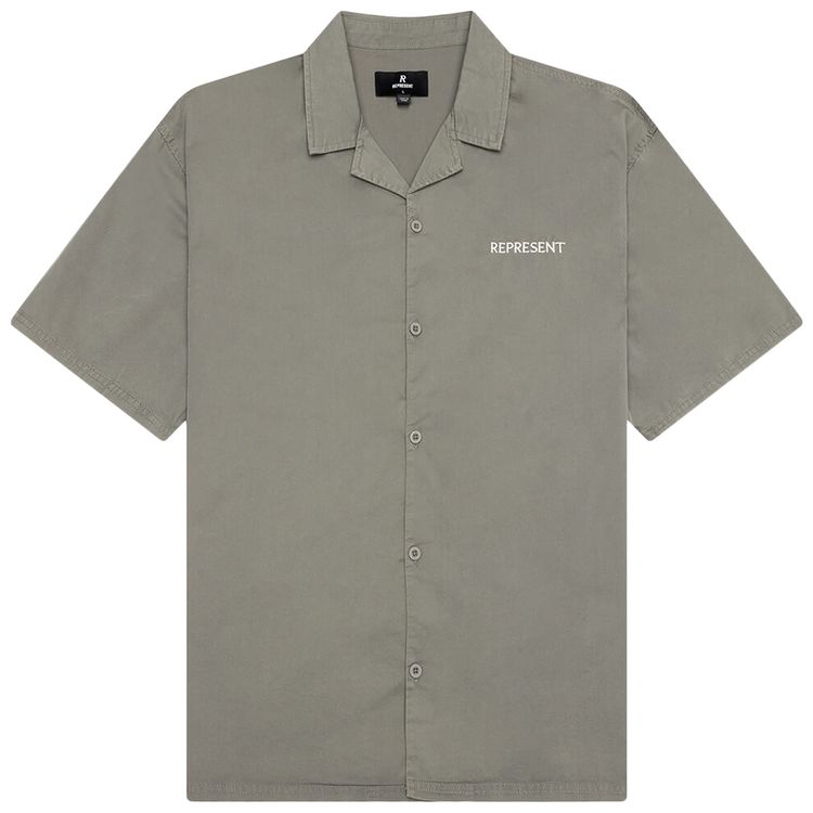 Represent Clo Script Camp Collar Shirt Washed Khaki