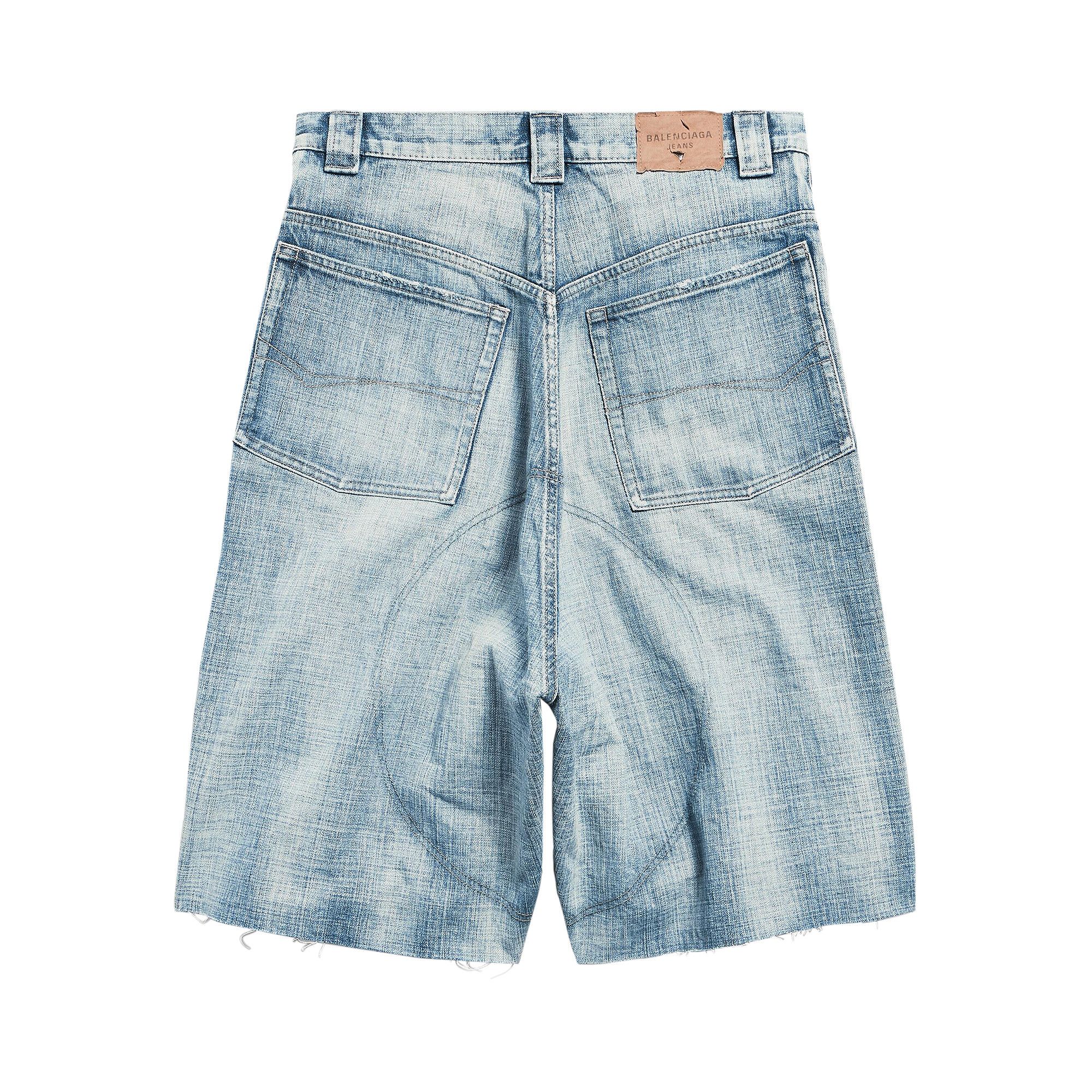 Buy Balenciaga Knee Dart Shorts 'Light Blue' - 831600 TSW69 4200