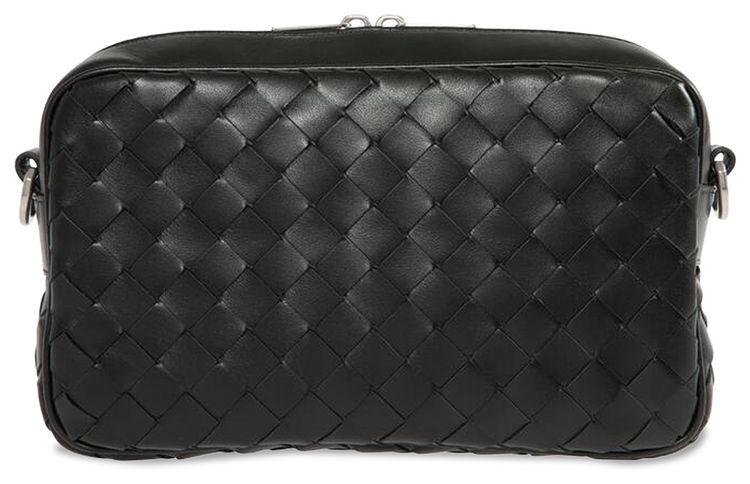 Bottega Veneta Intreccio Zip Around Messenger Bag Dark GreenSilver