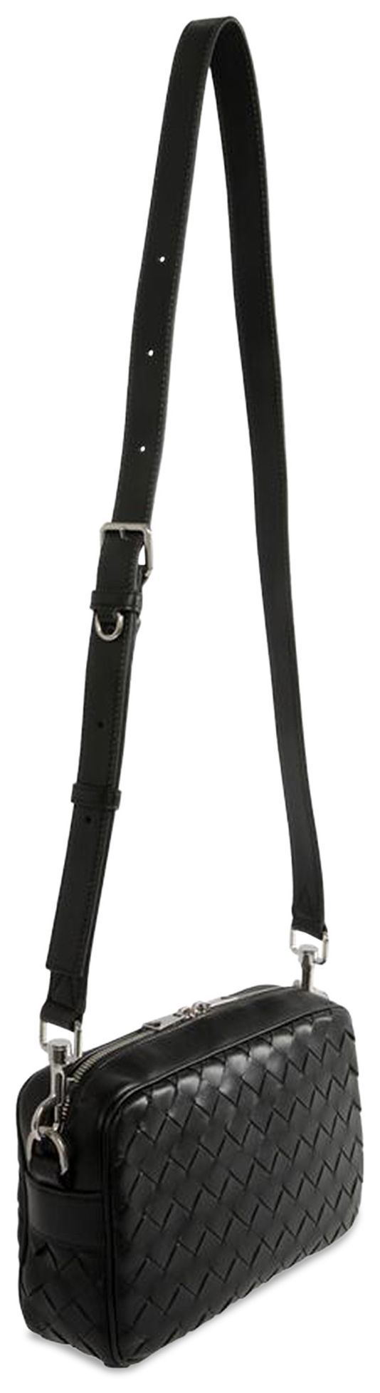 Bottega Veneta Intreccio Zip Around Messenger Bag Dark GreenSilver