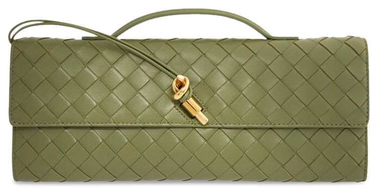Bottega Veneta Andiamo Long Clutch MatchaMuse Brass