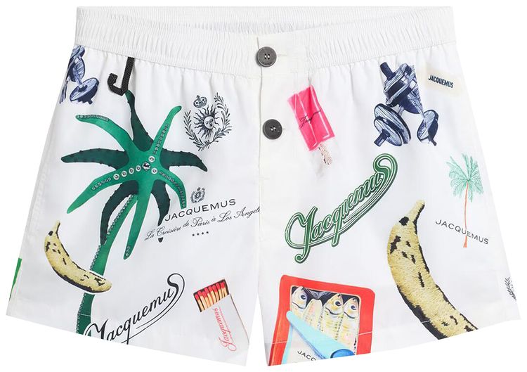 Jacquemus Puntini Swim Shorts Off WhitePrinted Patch