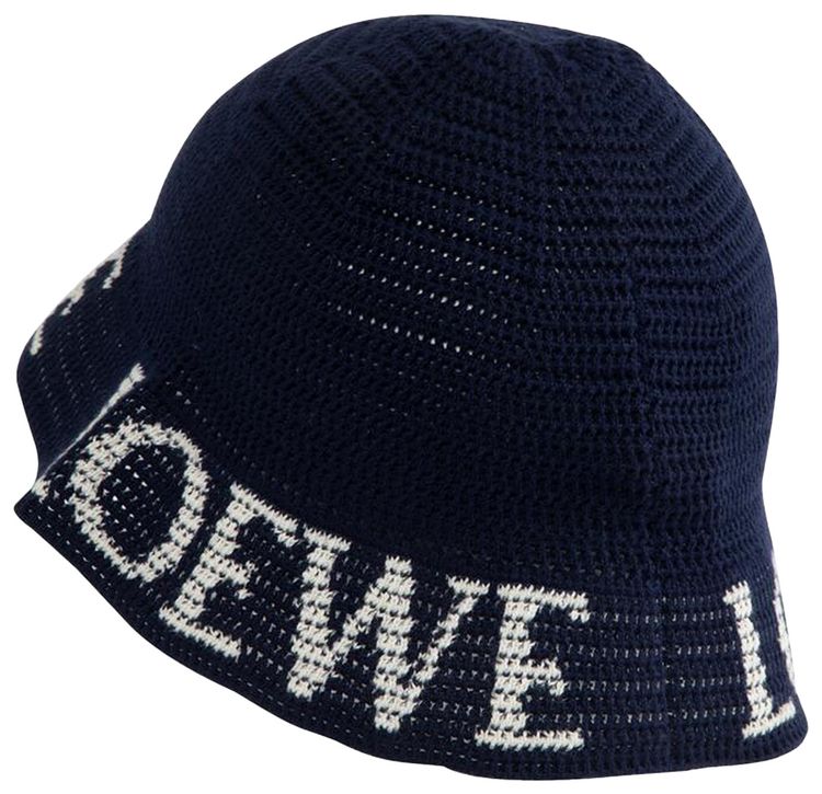 Loewe Knit Bucket Hat Deep Navy