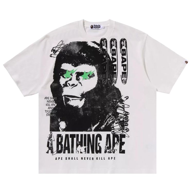 BAPE Garment Dye Multi Logo Relaxed Fit Tee White