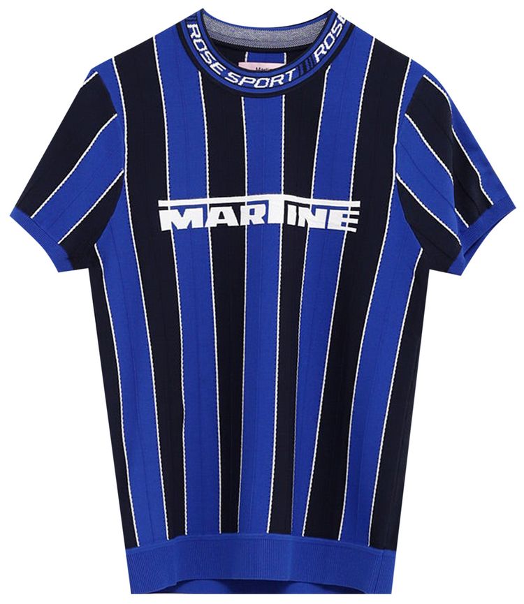 Martine Rose Logo Tight T Shirt Blue