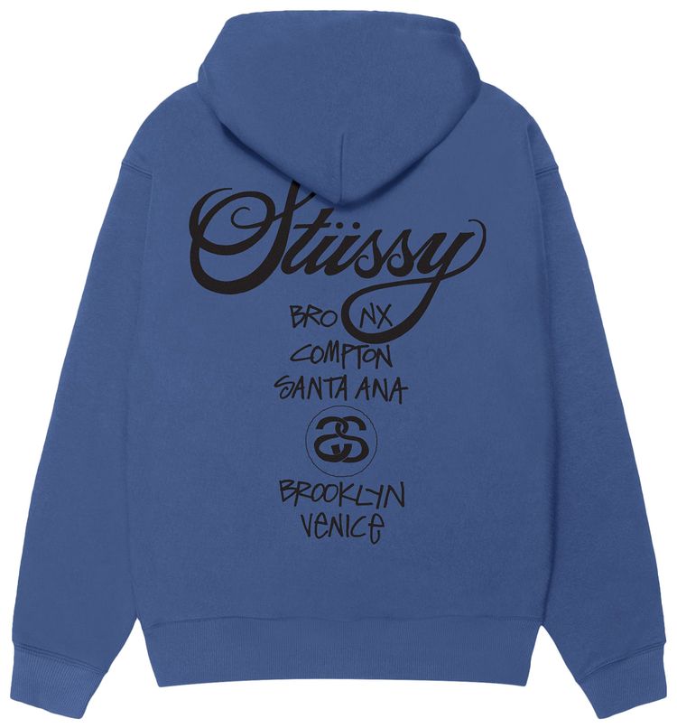 Stussy World Tour Hoodie Blue