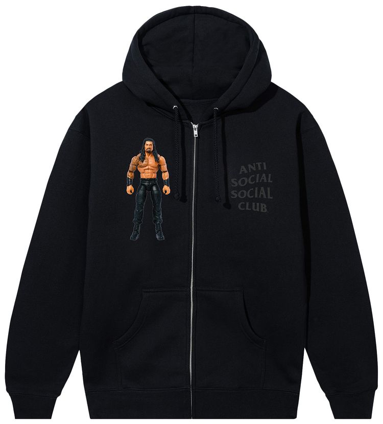 Anti Social Social Club x WWE Roman Reigns Zip Hoodie Black