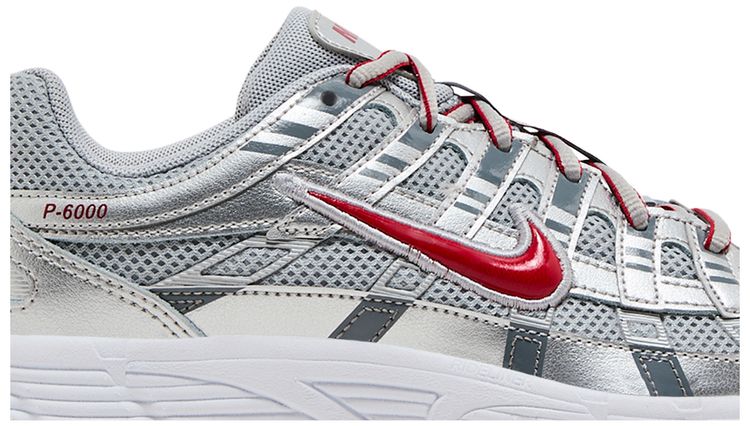 Nike P 6000 GS Metallic Silver Gym Red