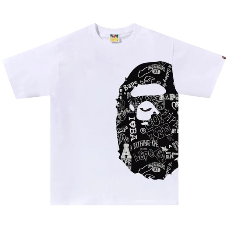 BAPE Hand Drawn Pattern Side Big Ape Head Tee WhiteBlack