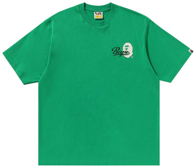 BAPE Cursive College Logo Relaxed Fit Tee Green