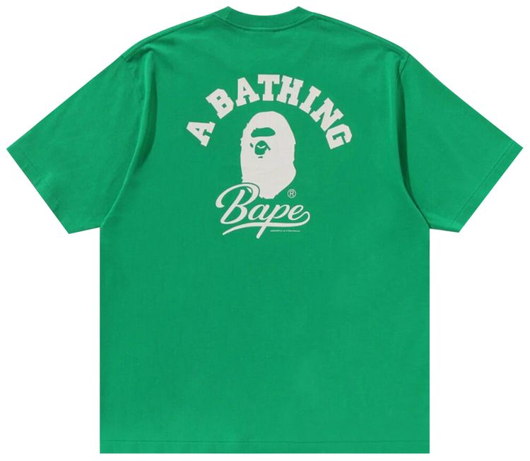 BAPE Cursive College Logo Relaxed Fit Tee Green