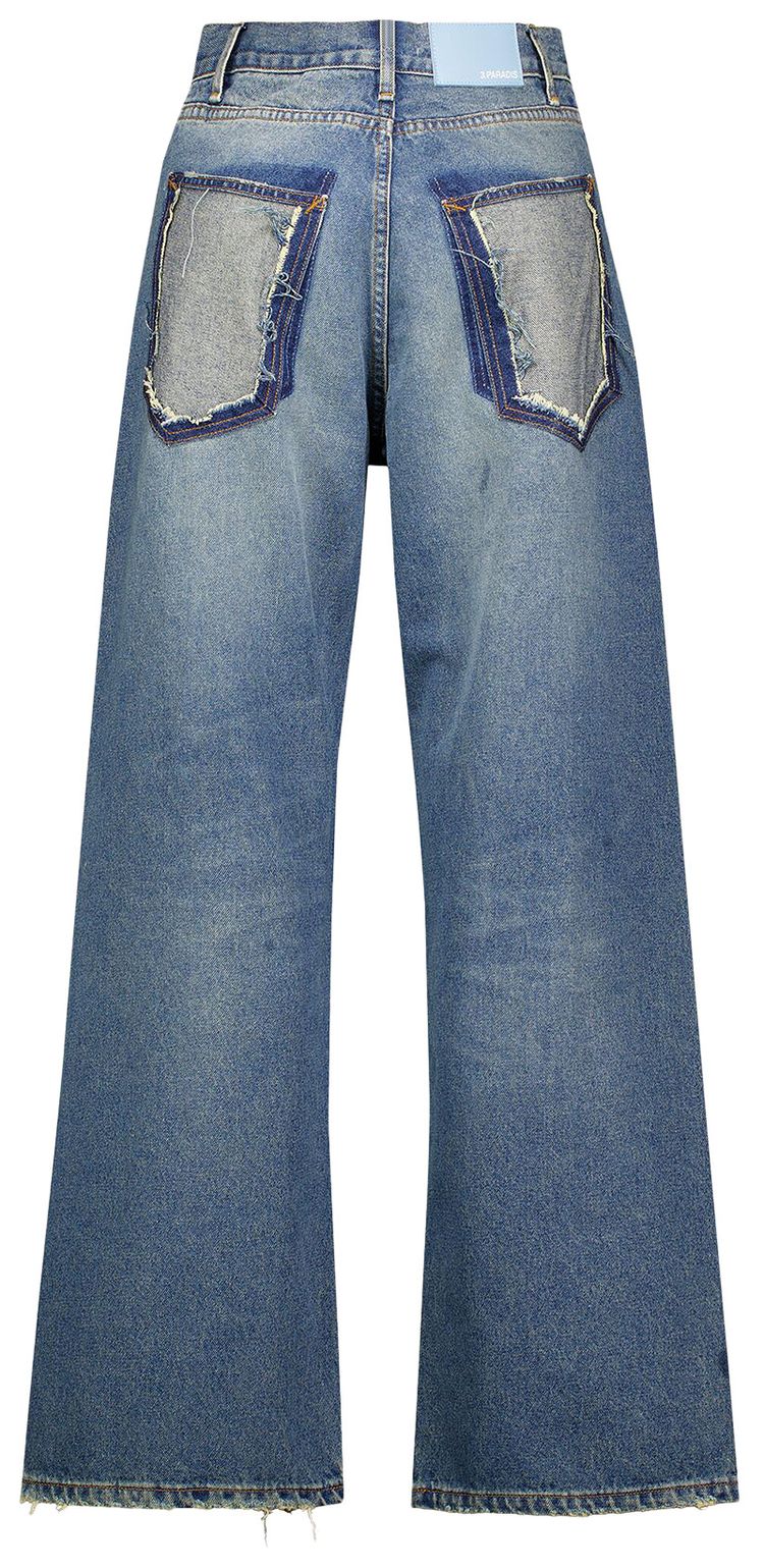 3PARADIS Razor Straight Fit Denim Jeans Washed Blue
