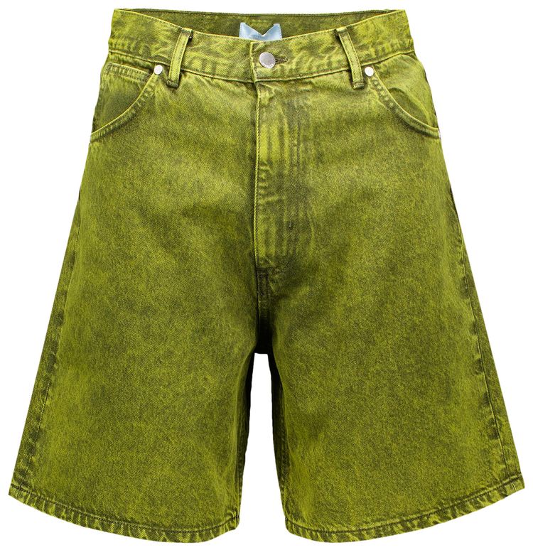 3PARADIS Embroidered Dove Denim Shorts Yellow