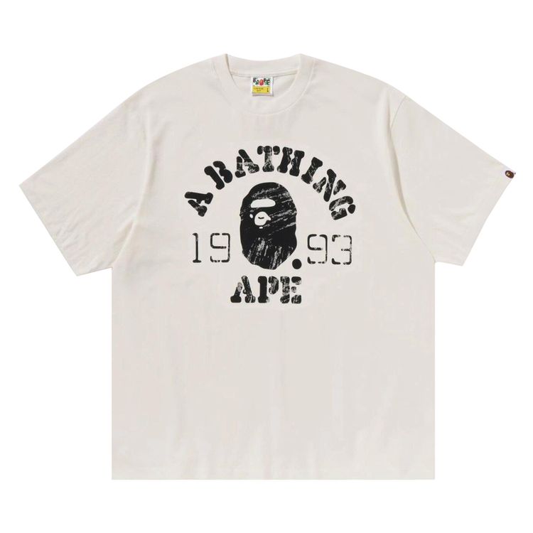 BAPE Screen Print College Relaxed Fit Tee WhiteIvory