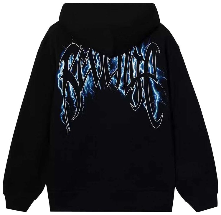 Revenge Blue Lightning Arch Logo Hoodie Black