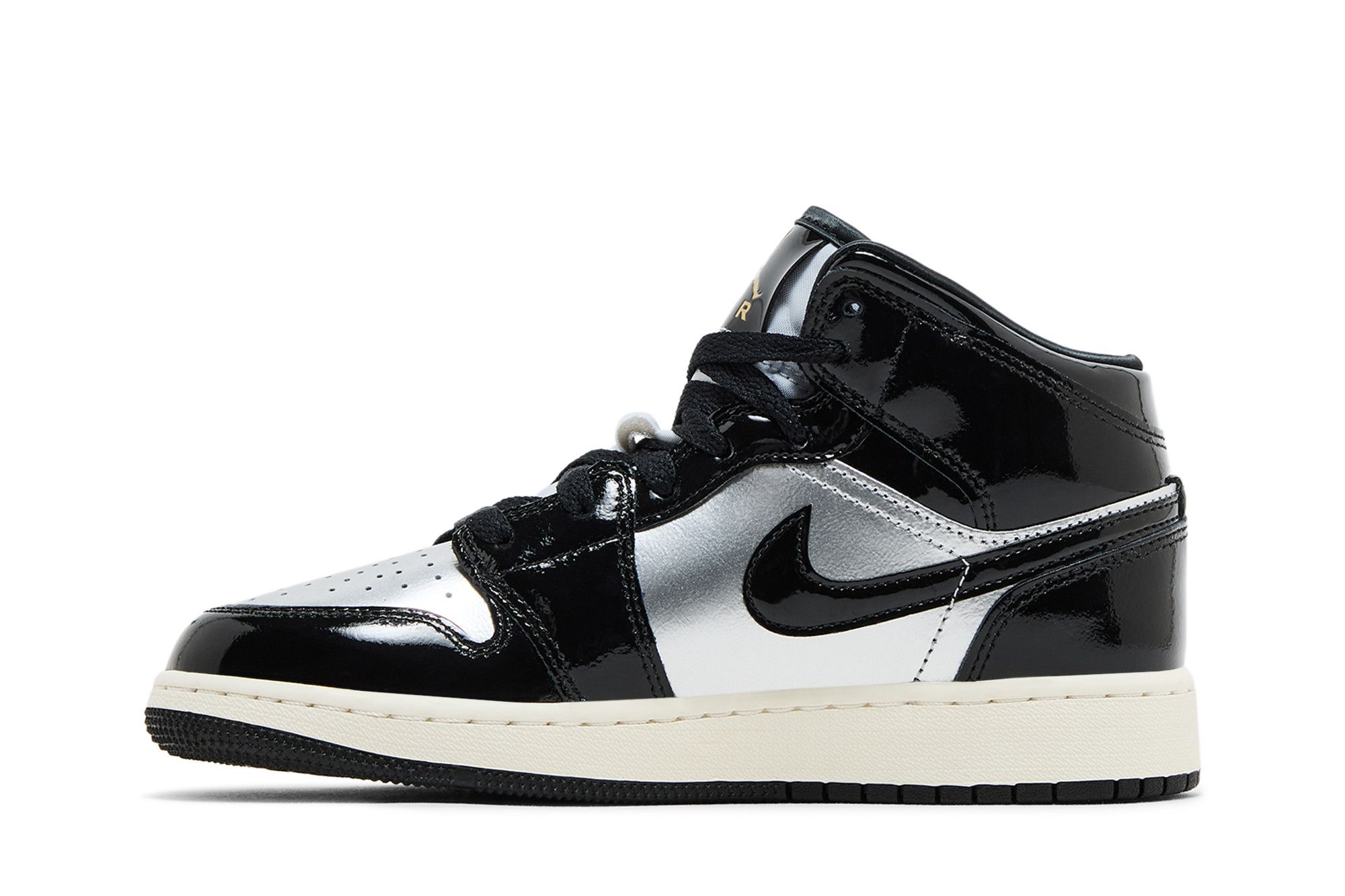 AIR JORDAN 1 MID SE (GS) 黒 Air Jordan 1 Mid SE GS Black Metallic Silver FZ3938-001