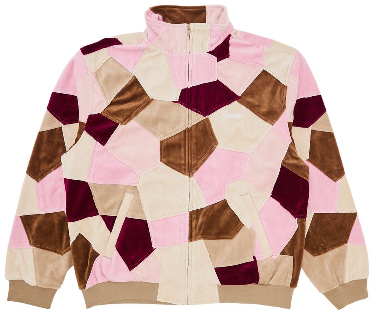 Supreme Patchwork Velour Track Jacket Tan