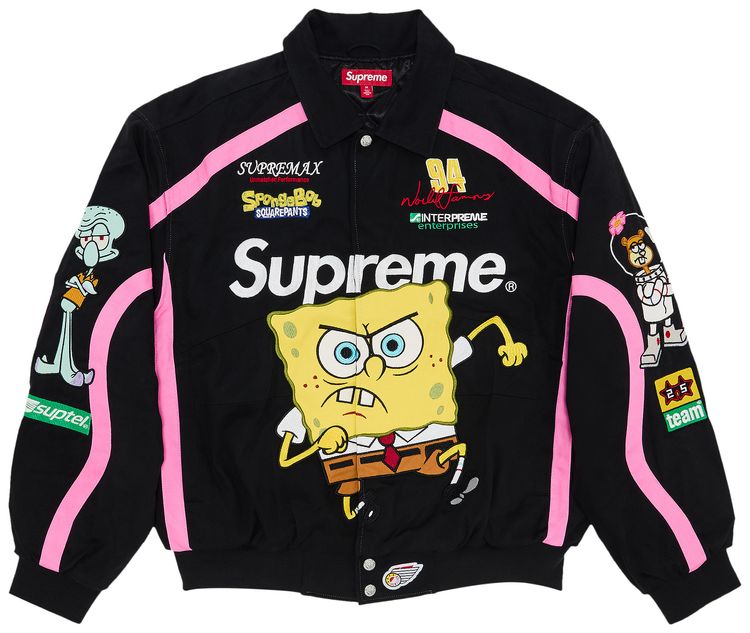 Supreme x Spongebob Squarepants x Jeff Hamilton Racing Jacket Black