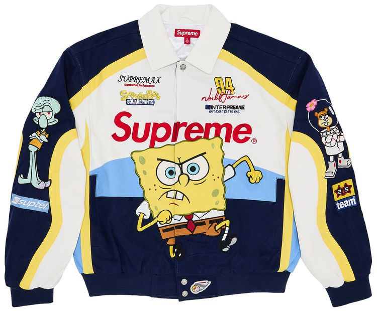 Supreme x Spongebob Squarepants x Jeff Hamilton Racing Jacket White