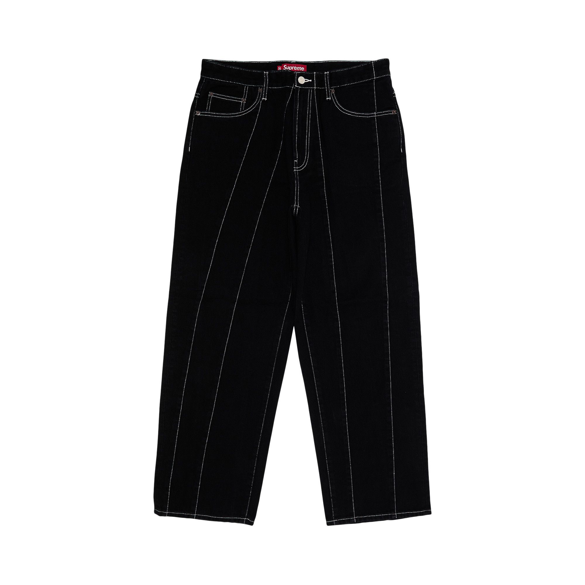 Buy Supreme Paneled Stripe Baggy Jean 'Black' - SS25P71