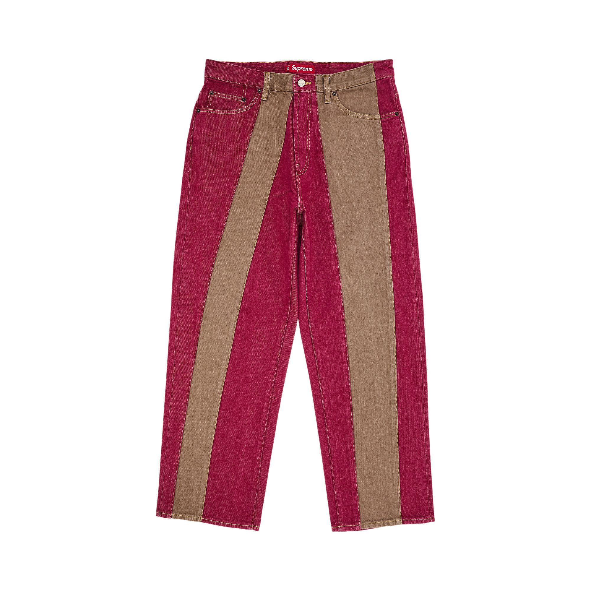 Buy Supreme Paneled Stripe Baggy Jean 'Red' - SS25P71 RED | GOAT