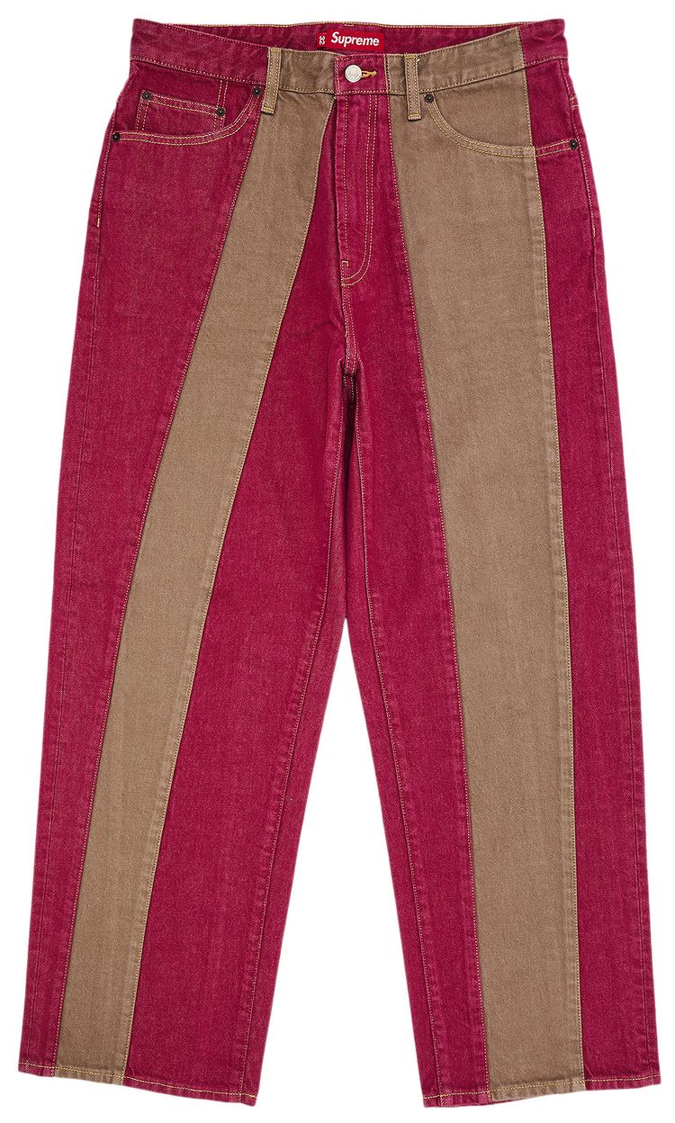 Supreme Paneled Stripe Baggy Jean Red