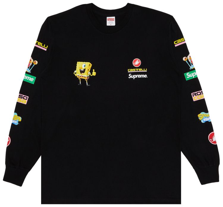 Supreme x Spongebob Squarepants x Castelli Racing Long Sleeve Tee Black