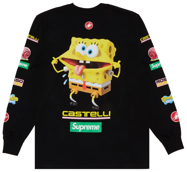 Supreme x Spongebob Squarepants x Castelli Racing Long Sleeve Tee Black