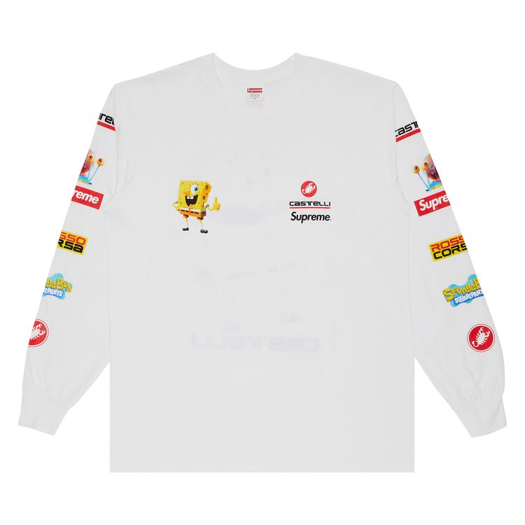 Supreme x Spongebob Squarepants x Castelli Racing Long Sleeve Tee White