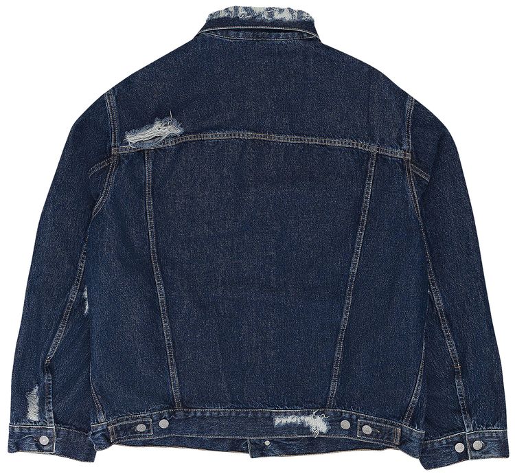 Acne Studios Distressed Oversize Denim Jacket Blue