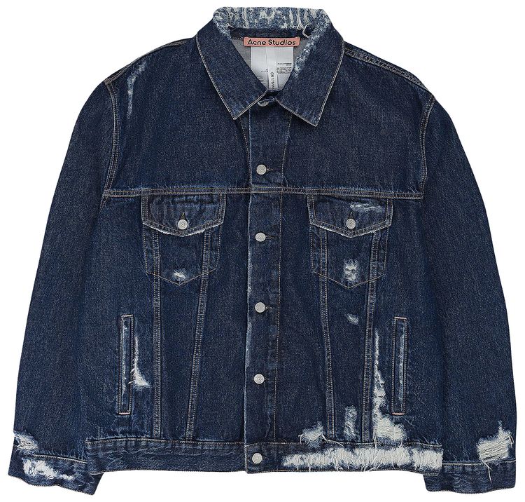 Acne Studios Distressed Oversize Denim Jacket Blue