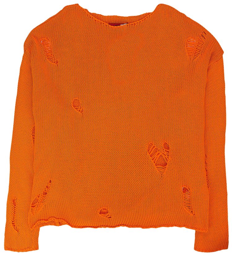 424 Ripped Crewneck Sweatshirt Orange