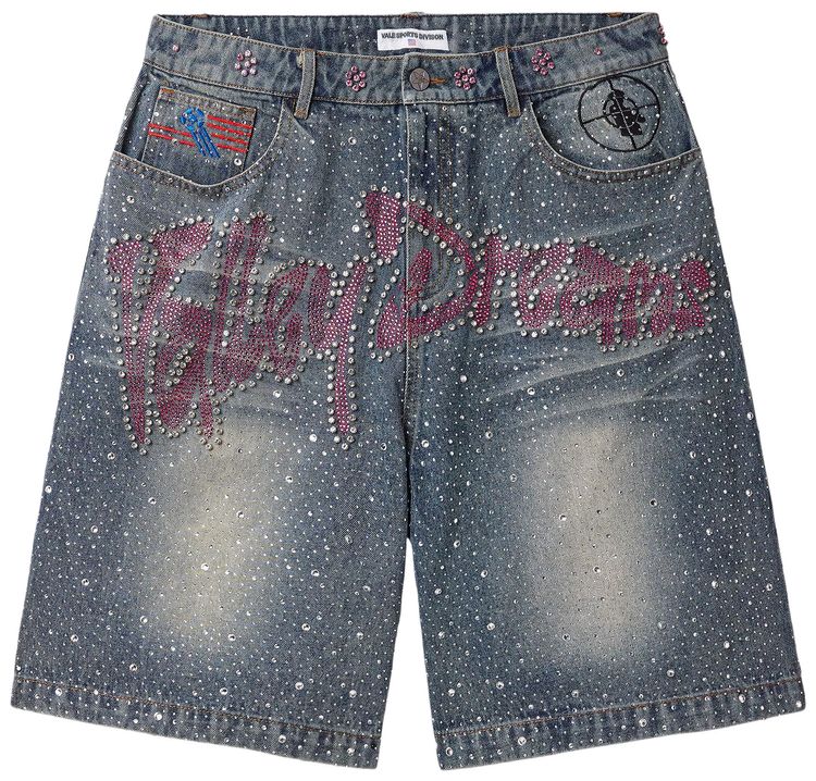 Vale Forever Iced Out Jorts Mid Blue