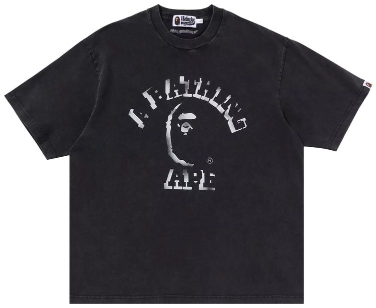 BAPE Garment Dye Spray Print College Relaxed Fit Tee Black