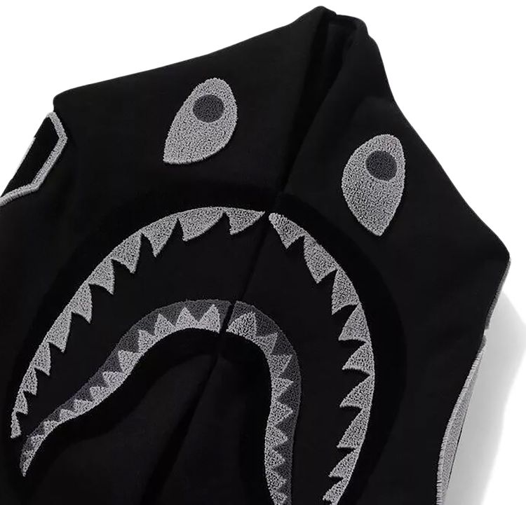 BAPE Shark Logo Relaxed Fit Pullover Hoodie Black