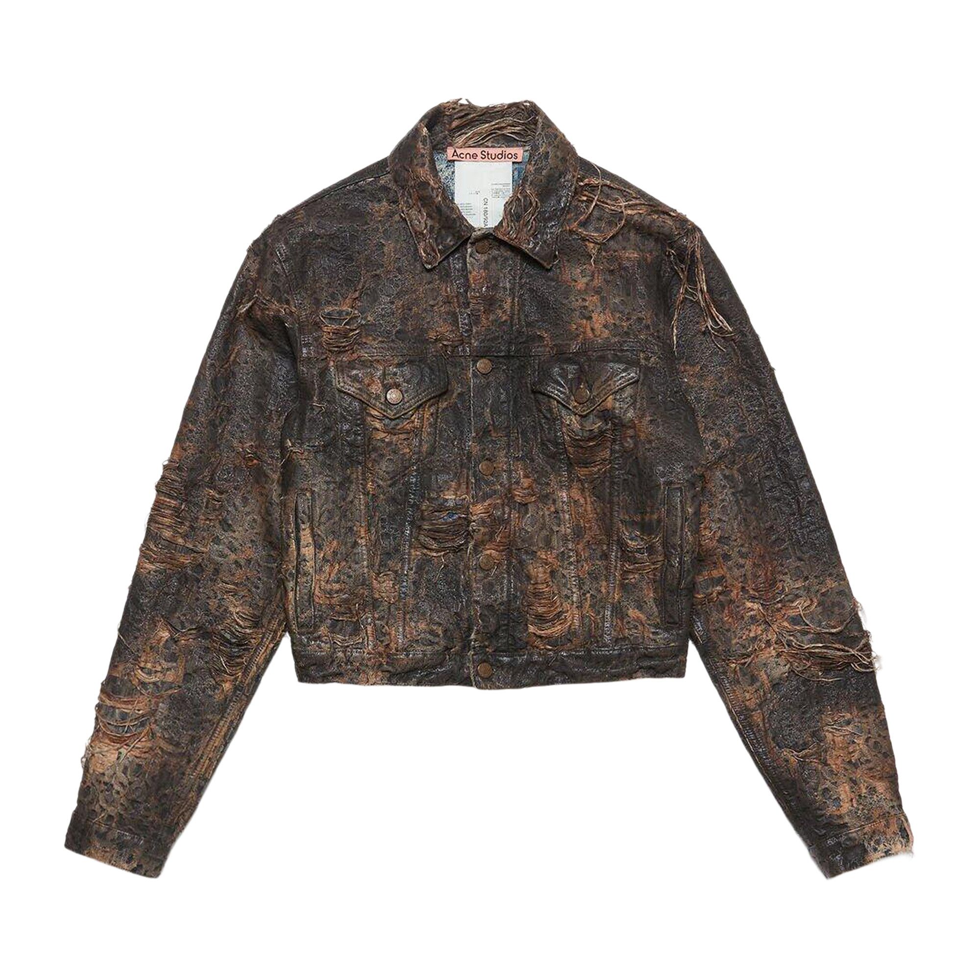 Buy Acne Studios Distressed Monogram Denim Jacket 'Brown' - B90801