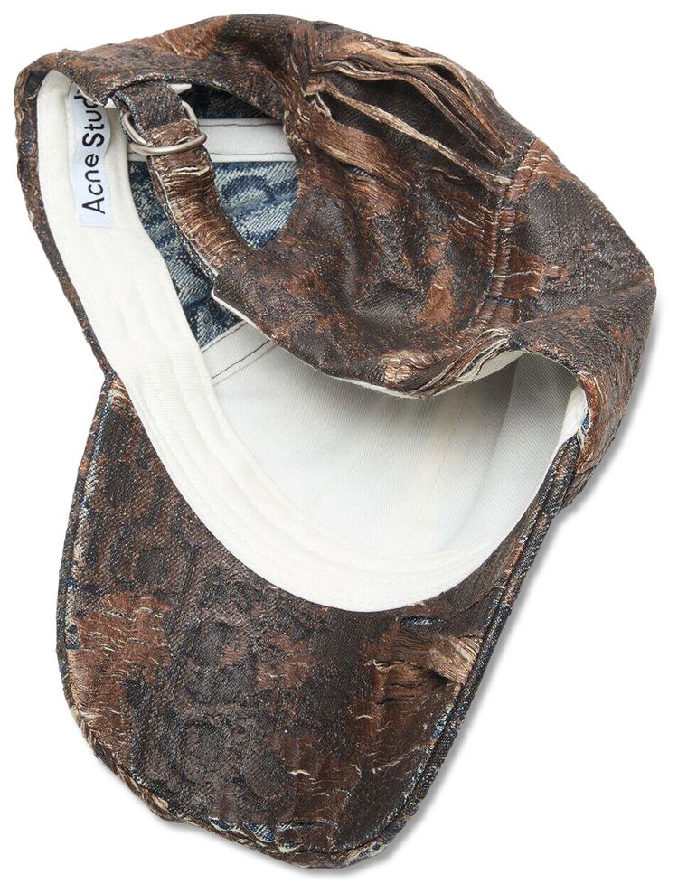 Acne Studios Distressed Monogram Denim Cap Brown