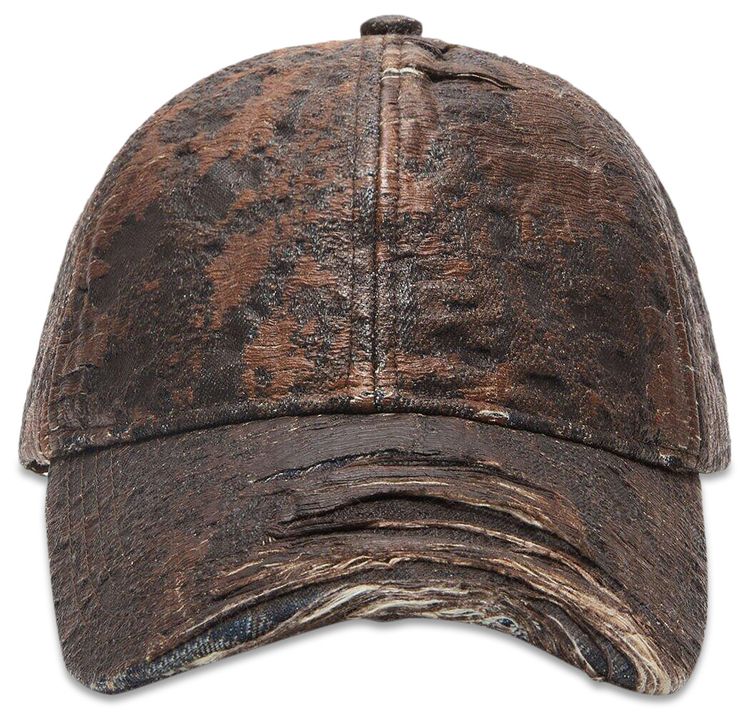 Acne Studios Distressed Monogram Denim Cap Brown