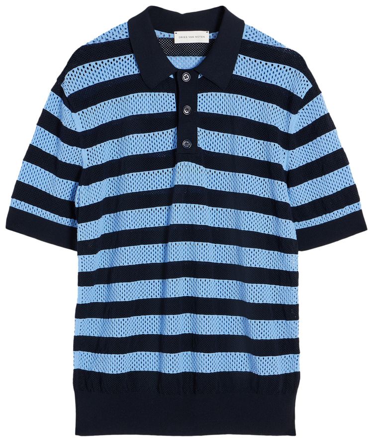 Dries Van Noten Mercy Stripe Polo Shirt Navy