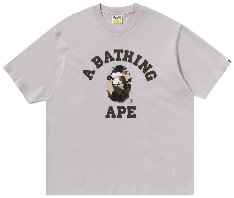 BAPE Map Camo College Relaxed Fit Tee Grey