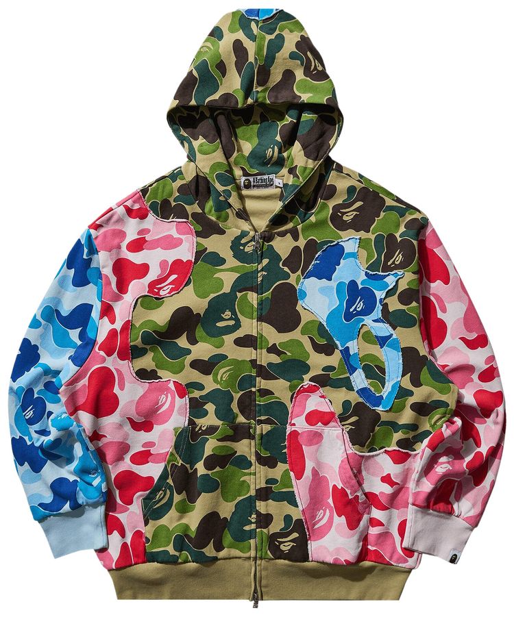 BAPE ABC Camo Patchwork Relaxed Fit Zip Hoodie Multicolor
