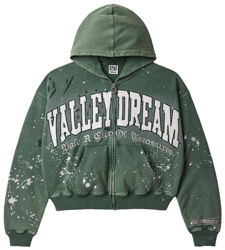 Vale Forever Paint Zip Up Hoodie Pine