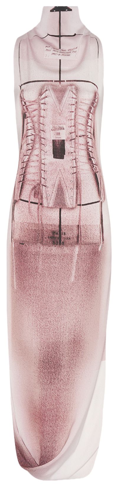 Jean Paul Gaultier Trompe Lil Print Draped Long Dress Black